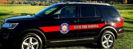 SUV with Vermont Fire Marshal written on the side